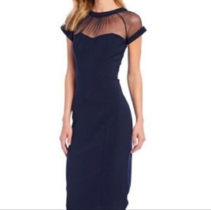 Illusion Neck Cap Sleeve Sheath Dress